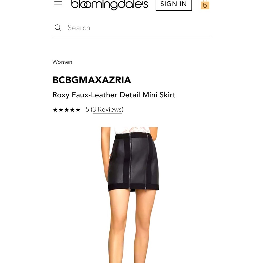 BCBG leather zipper Roxy skirt NWTs. Sz large